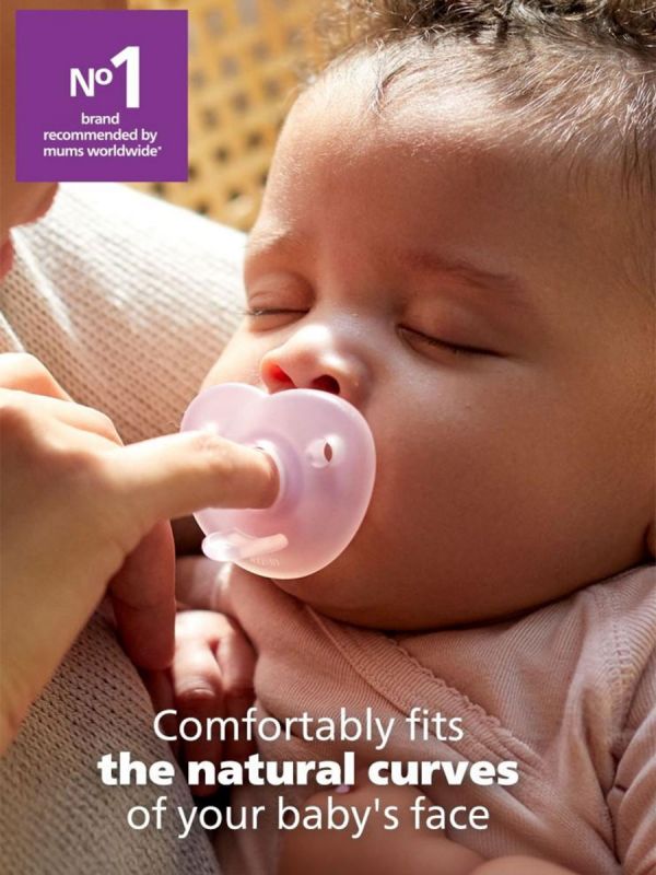 Philips Avent - Böjd Soothie-napp 0–6 mån, Pink