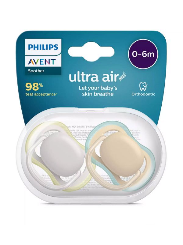 Philips Avent - Ultra Air napp 0-6mån, grå/beige