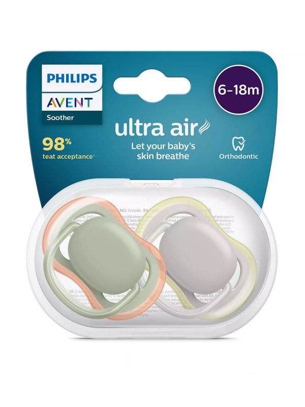Philips Avent - Ultra Air napp 6-18mån, grå/grön