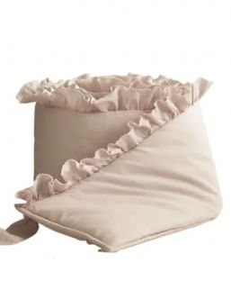 Spjälsängskantskydd med volang 360cm, beige