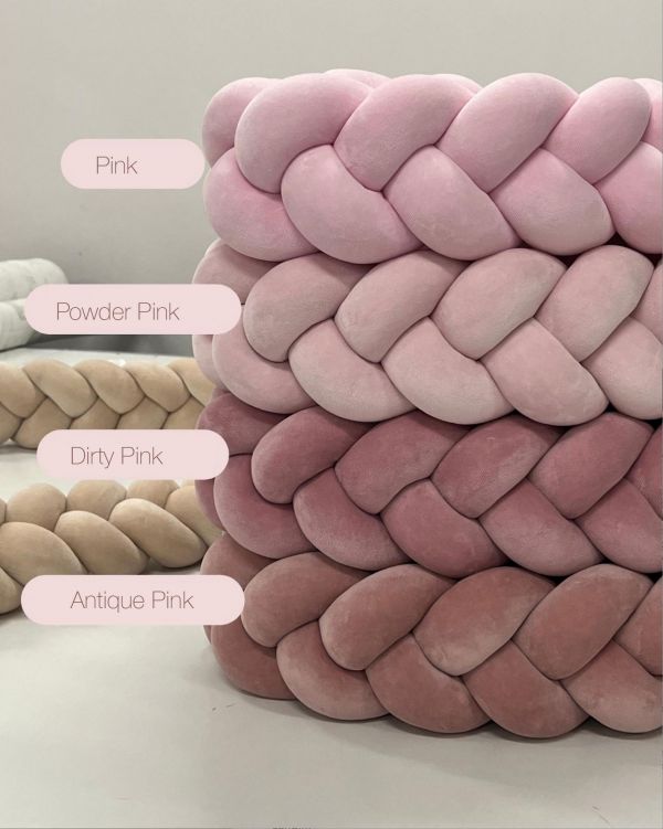 Spjälsängskantskydd 360cm, antique pink