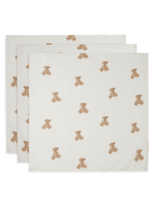 Bomullsmuslinset 3-pack - Teddy Bear