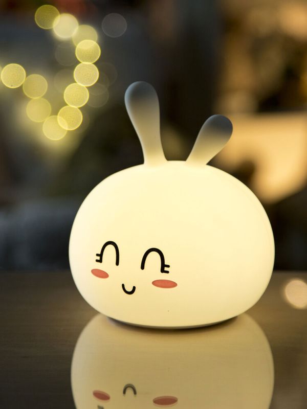 Rabbit & Friends Söt Kaninlampa – Silikonnattlampa med 7 färger
