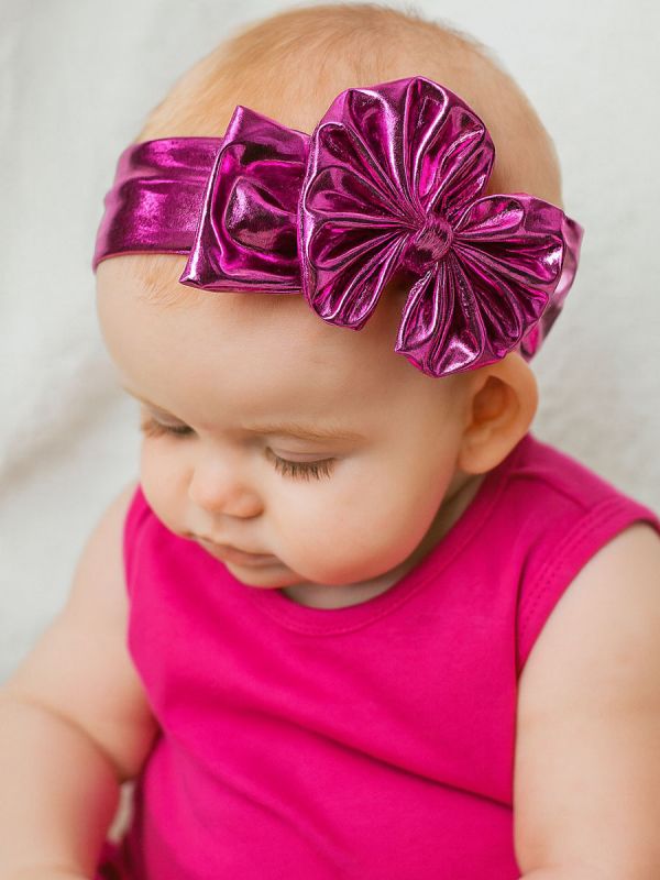 Bowhårband, metallisk rosa