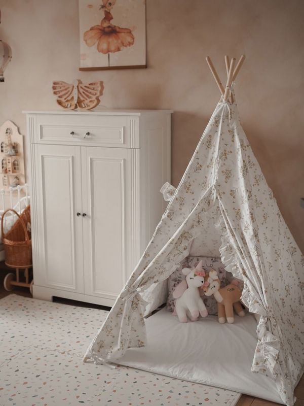 Tipi-tält för barn med volangkanter och matta, Camomiles