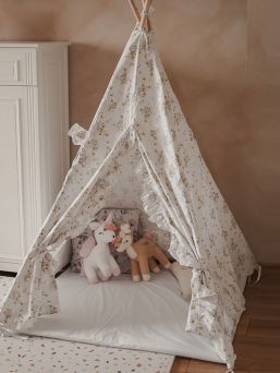 Tipi-tält för barn med volangkanter och matta, Camomiles