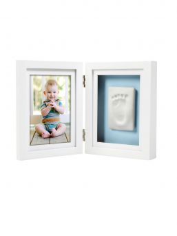 Dubbelram för handavtryck eller fotavtryck + foto, vit