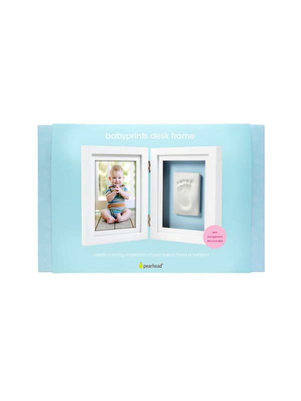 Dubbelram för handavtryck eller fotavtryck + foto, vit