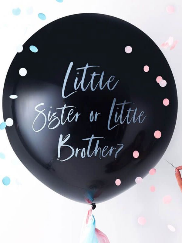 Jätte Little Sister Or Brother? kön avslöjar ballong kit, perfekt sätt att avslöja den lilla bebisen.