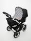 Baby Wallaby - barnvagnsgardin, svart och grå