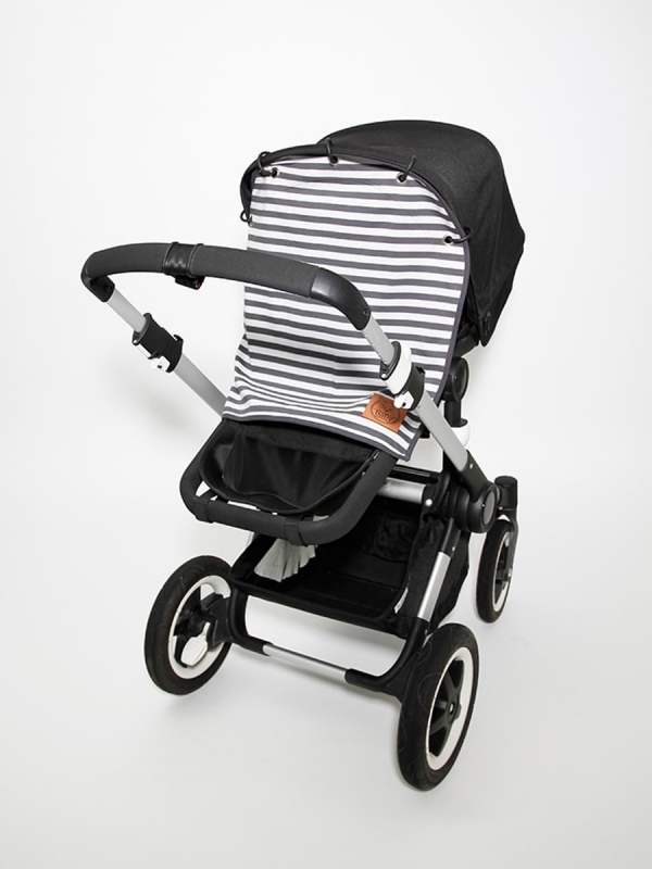 Baby Wallaby - barnvagnsgardin, svart och grå