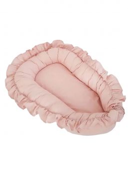 Babynest med volanger – Mjukt och säkert babynest för nyfödda, rosa