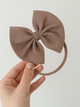 Baby rosettband – mjukt och elastiskt hårband, Dark Beige