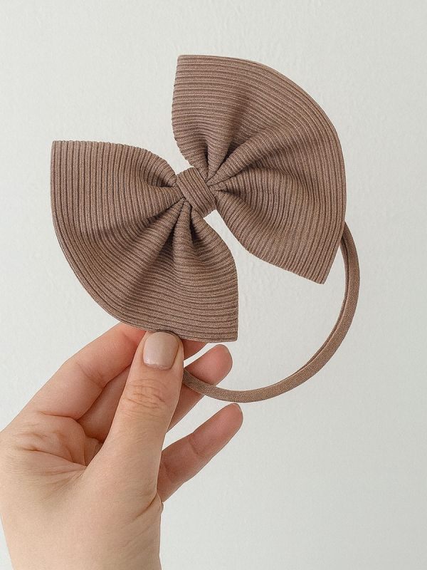Baby rosettband – mjukt och elastiskt hårband, Dark Beige