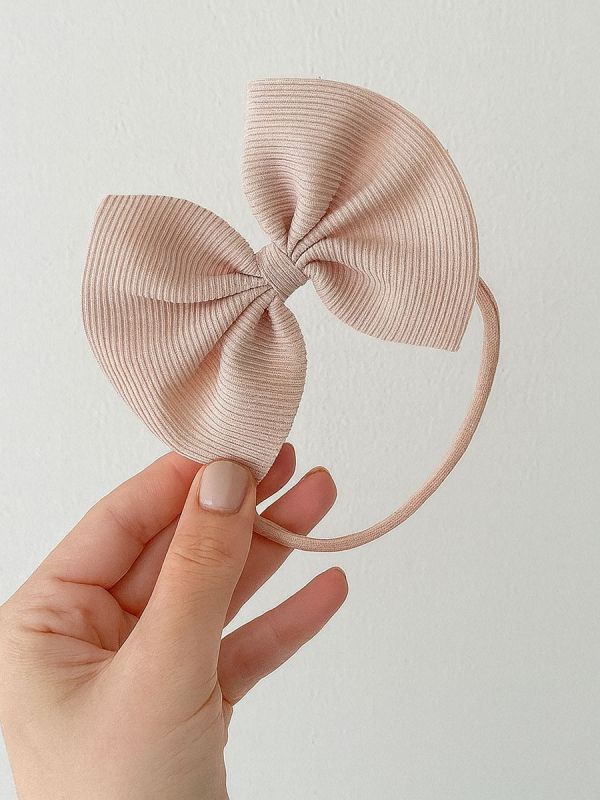 Baby rosettband – mjukt och elastiskt hårband, Light Beige