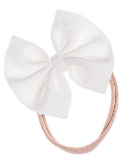Baby rosettband – mjukt och elastiskt hårband, White