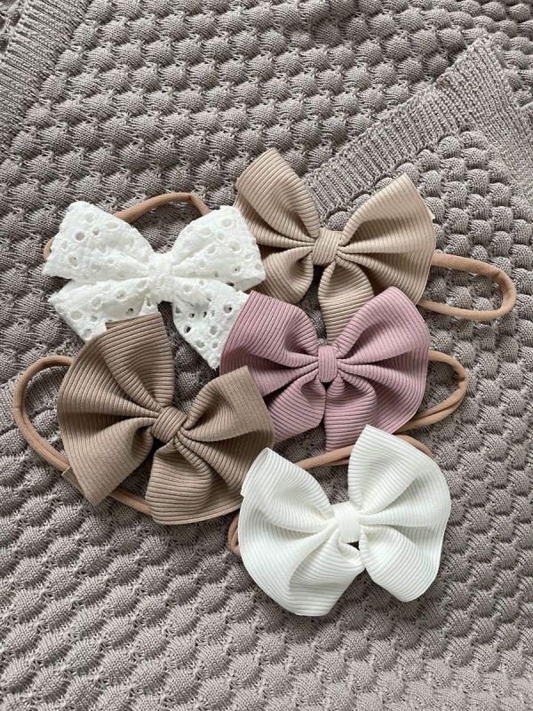 Baby rosettband – mjukt och elastiskt hårband, Old Pink