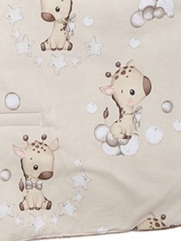 Värmeväska för bilbarnstol – Beige velvet and giraffes