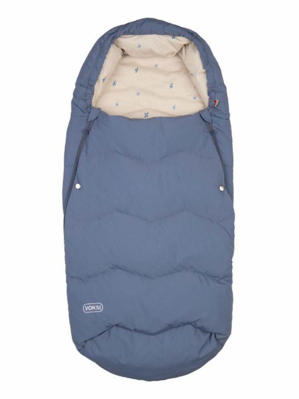 VOKSI - Explorer babys större dunfotpåse, Stone Blue