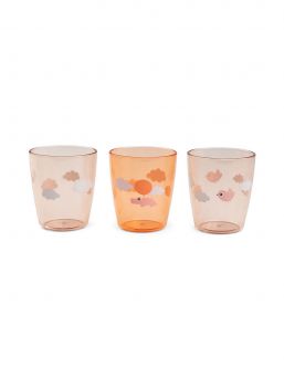 Done By Deer -  Yummy mini glas 3 st Happy clouds, papaya