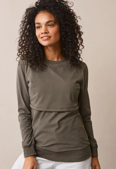 BOOB DESIGN Amningsskjorta B-Warmer Sweatshirt håller bröstet varmt både under studsande vinterfrost och på sommarkvällar. Skjortan är gjord av dubbelt tyg vid brösten och det undre lagret är värmande fleece.