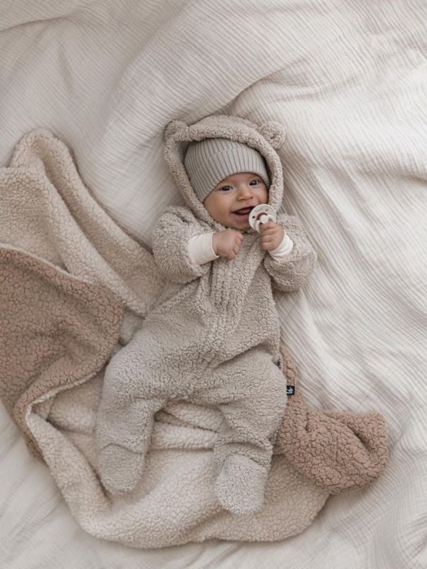 Babystyling nallebjörnsjumpsuit för baby, Sand