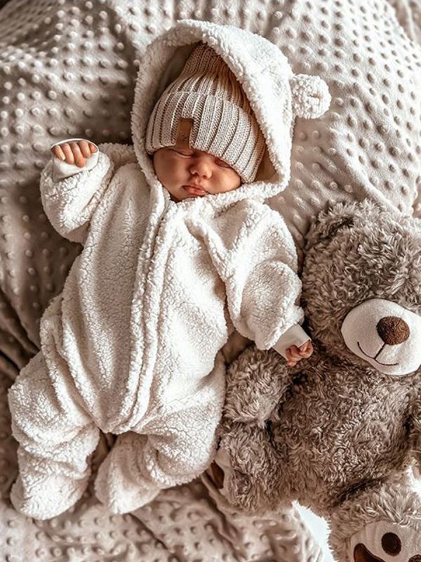 Babystyling nallebjörnsjumpsuit för baby, Sand
