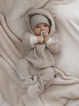 Babystyling nallebjörnsjumpsuit för baby, Sand