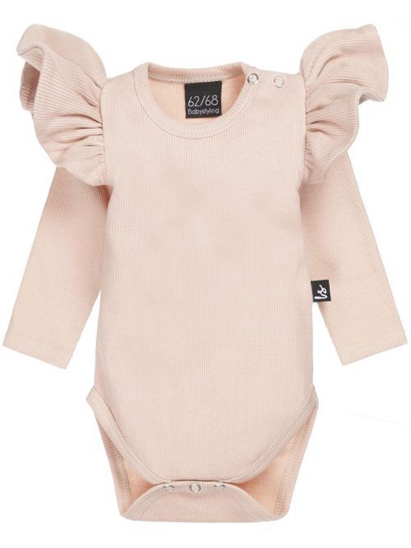 Babystyling Babybody med volang Rib Rose