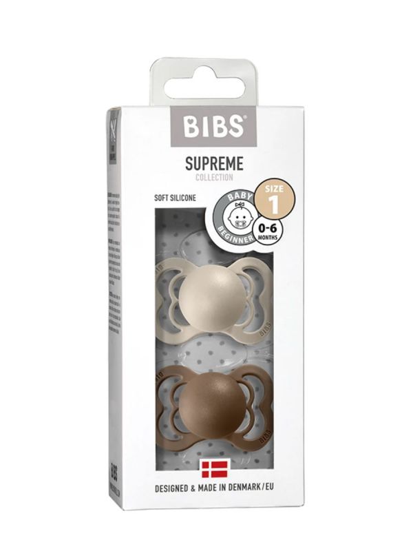 BIBS Supreme napp har en ventil som gör att luft kan komma ut från nappet. 2-pack.