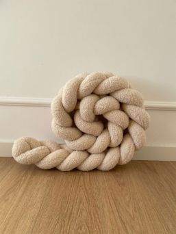 Bouclé flätad kantskydd för spjälsäng och juniorsäng - Light Beige