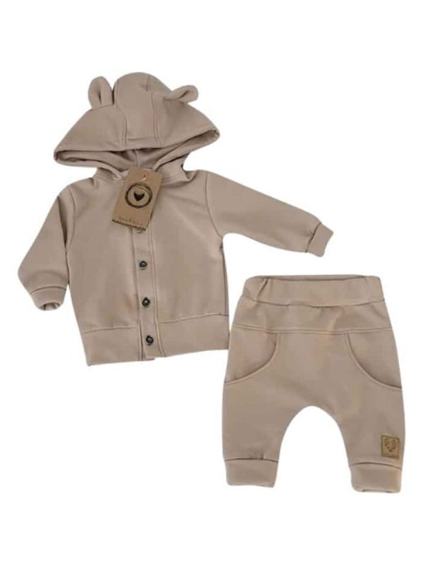 Tvådelad tröja med nalleöron, beige