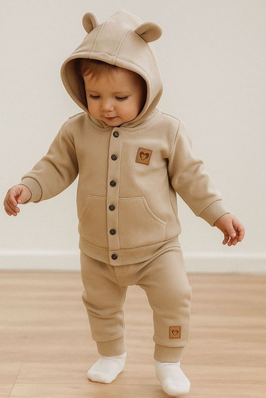 Tvådelad tröja med nalleöron, beige