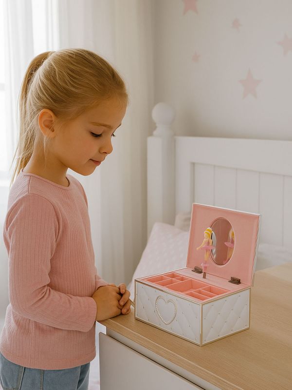 Vacker silverpläterad smyckeskrin, ballerina