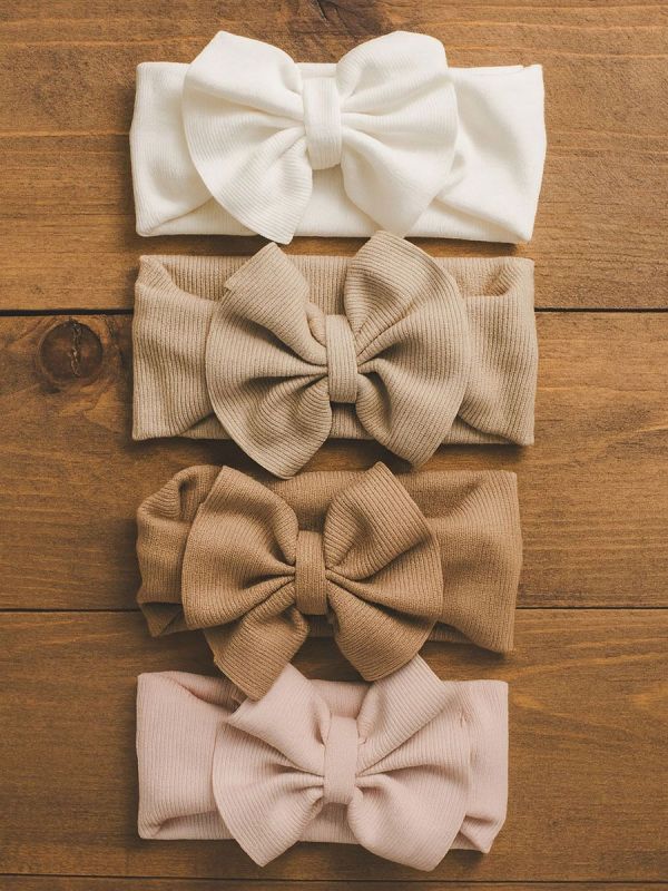 Brett rosettband för baby – elastiskt bandband, Dark Beige