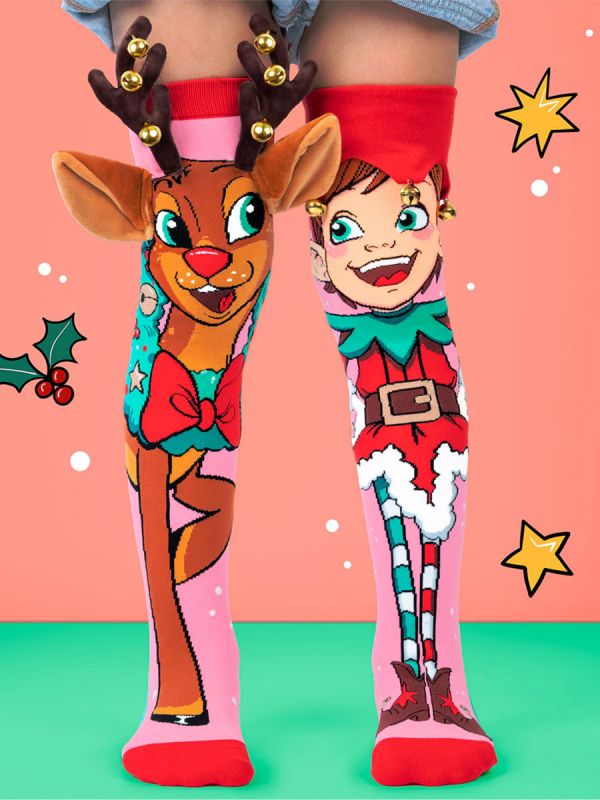 MADMIA Roliga julstrumpor med renar och älvor