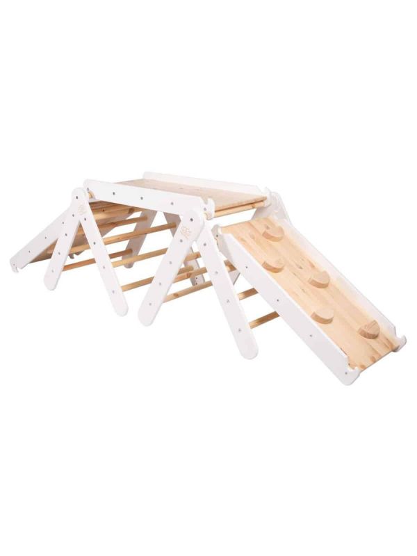 Montessori-stegesats med rutschkana och ramp, Grey White