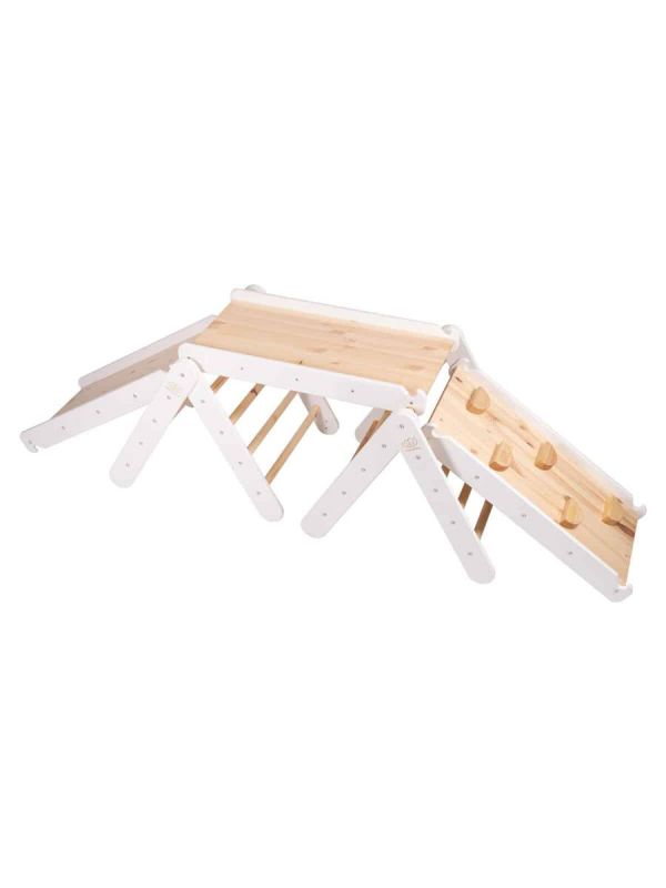 Montessori-stegesats med rutschkana och ramp, Grey White