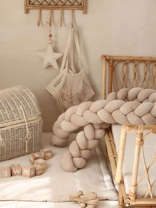 Spjälskydd till spjälsäng – handgjort, Velvet Beige