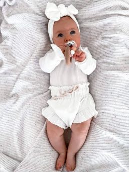 Ruffle body set Rib White