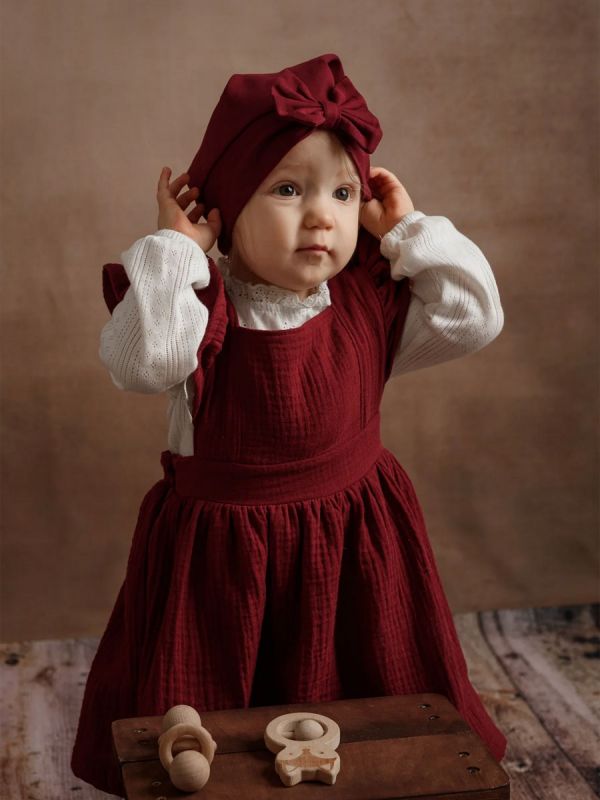 Älvmössa för barn – Röd | älvmössa i bomull med eller utan rosett