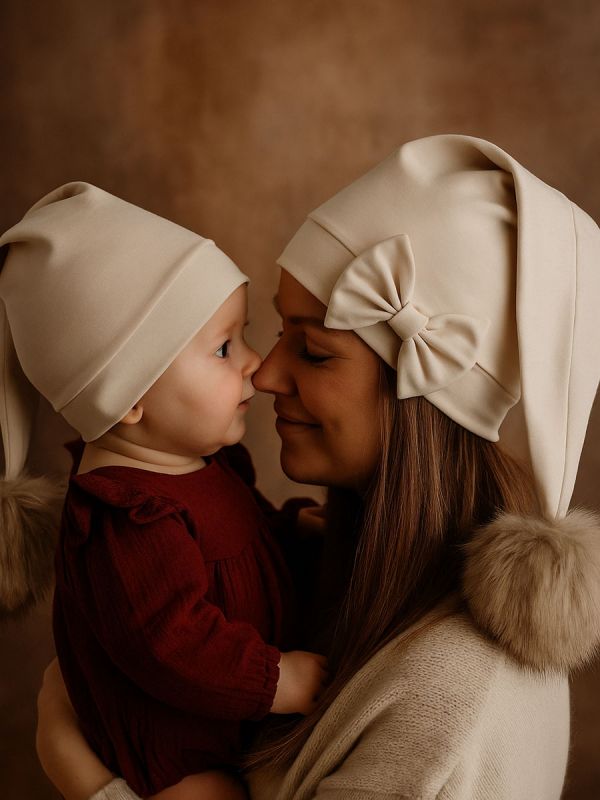 Älvmössa för barn – Vanilj | älvmössa i bomull med eller utan rosett