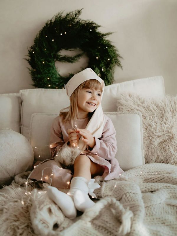 Älvmössa för barn – Vanilj | älvmössa i bomull med eller utan rosett