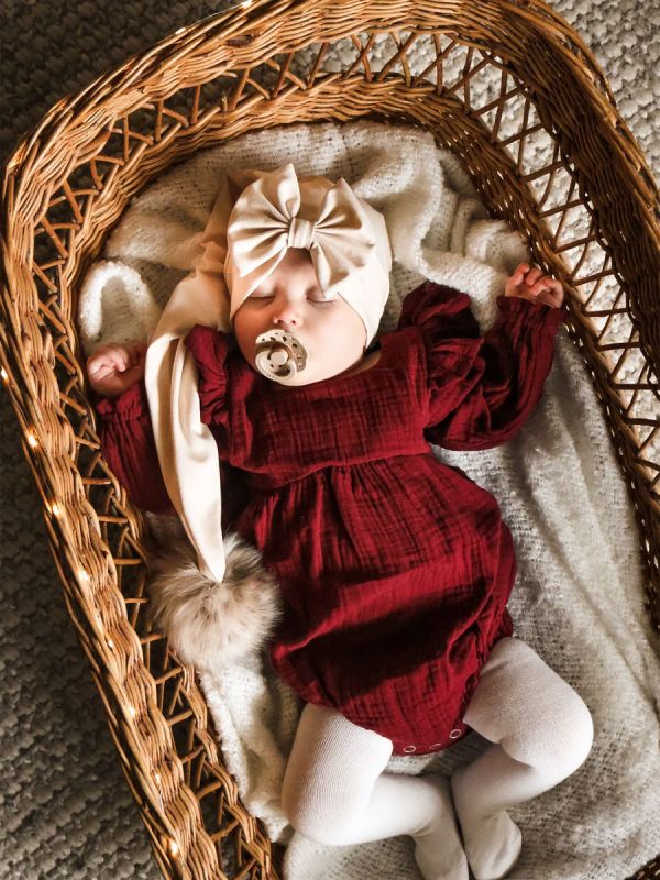 Älvmössa för barn – Vanilj | älvmössa i bomull med eller utan rosett