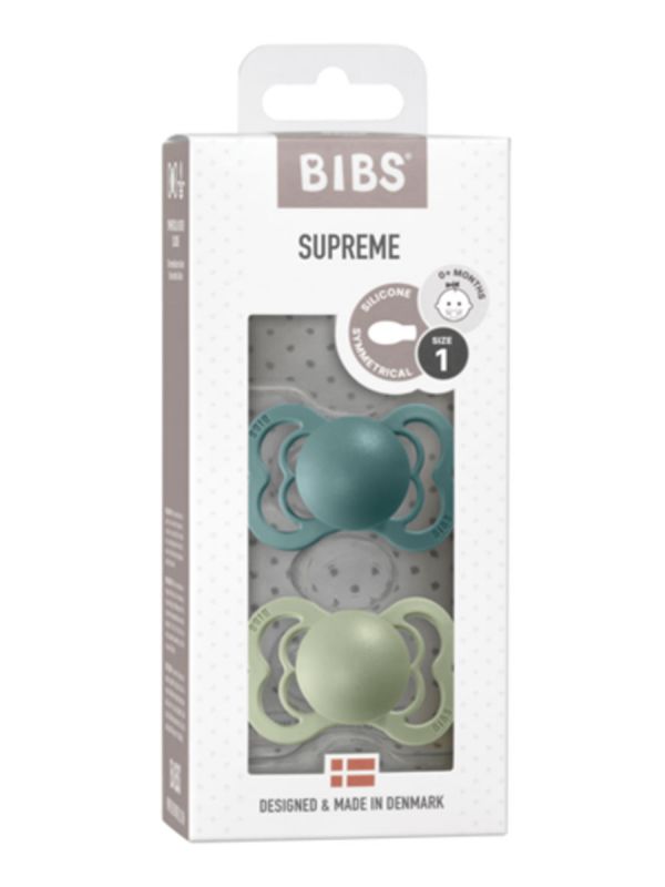 BIBS Supreme napp har en ventil som gör att luft kan komma ut från nappet. 2-pack.